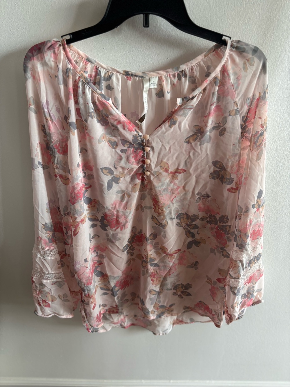 Lauren Conrad Women’s Floral Peasant Blouse - Pink